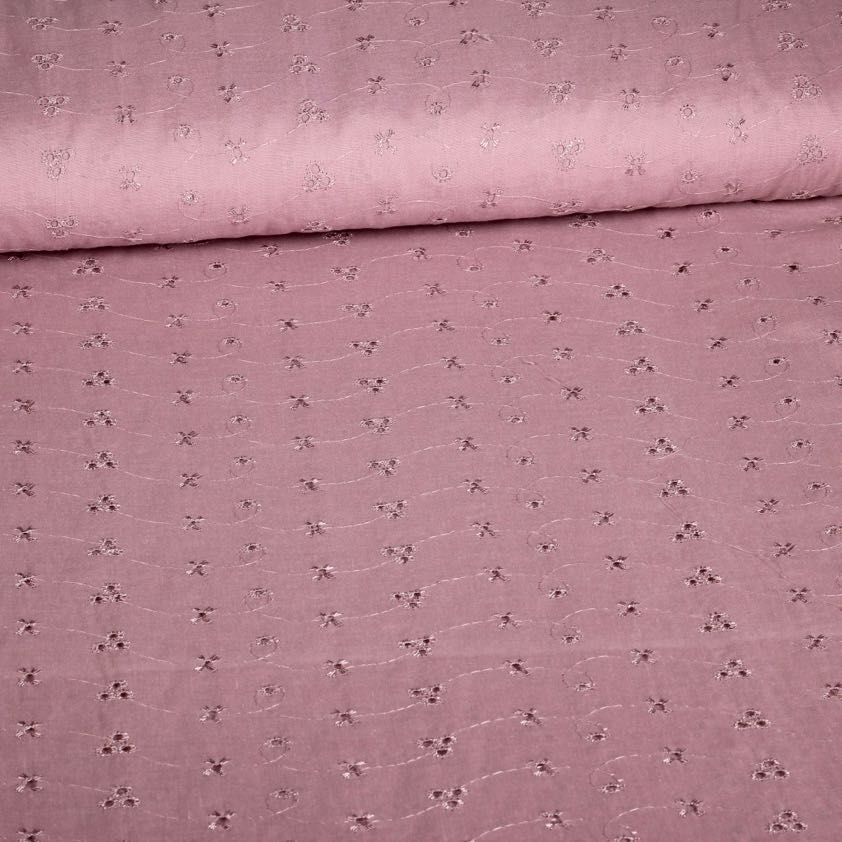 Broderie stof oud roze