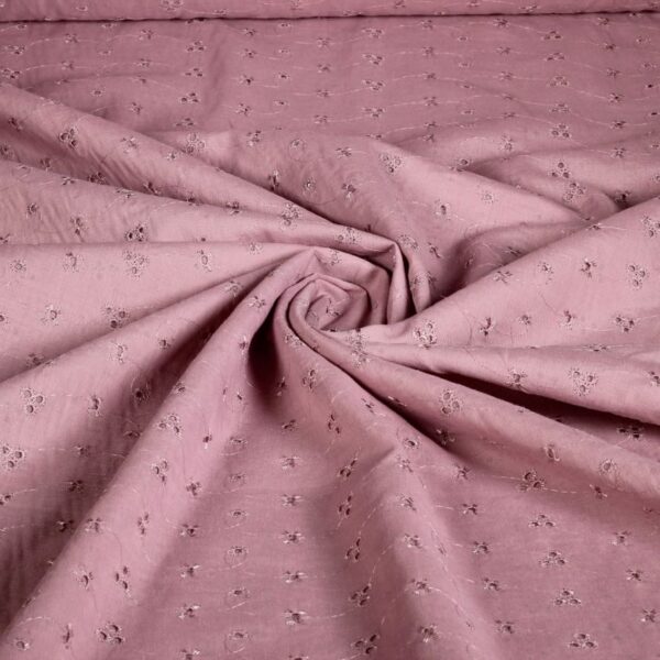 Broderie stof oud roze