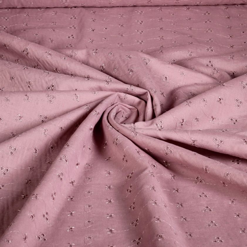 Broderie stof oud roze