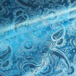 Jacquard paisley stof aqua zilver