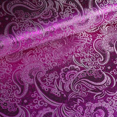Jacquard paisley stof paars met zilver