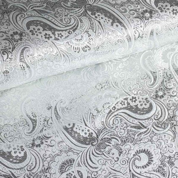 Jacquard paisley stof zilver
