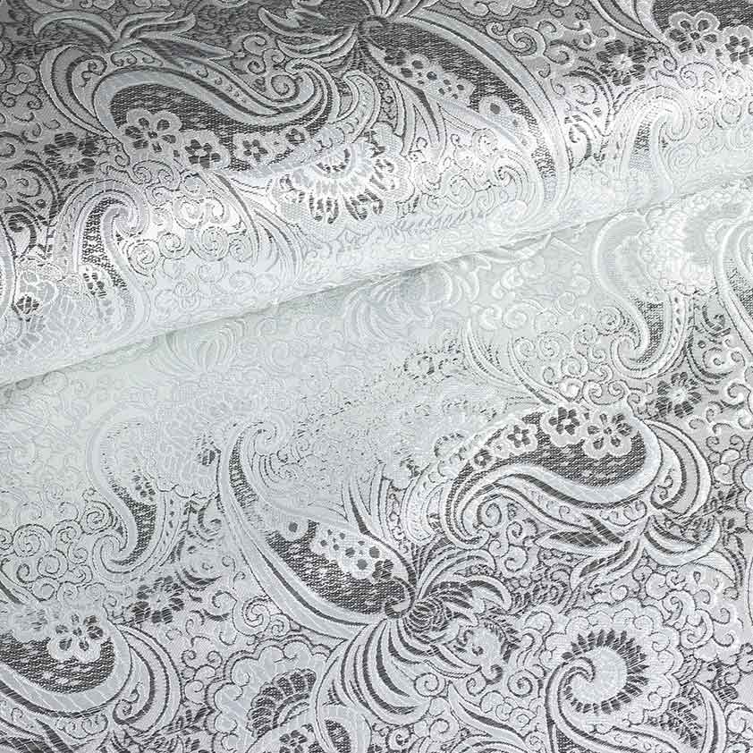 Jacquard paisley stof zilver