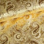 Jacquard paisley stof ecru goud