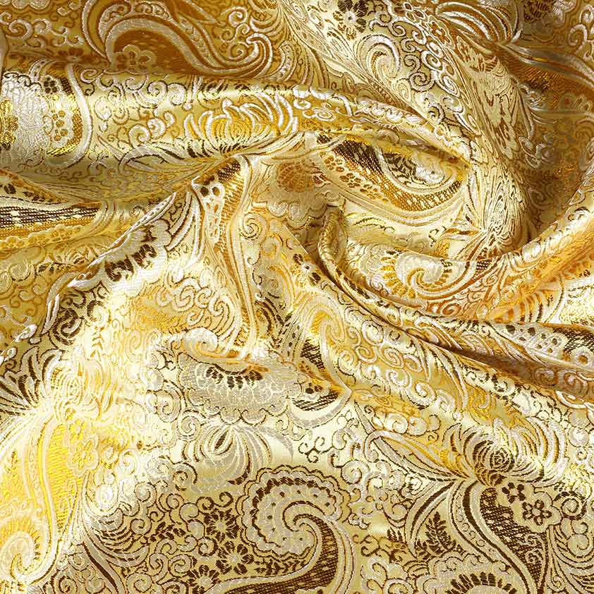 Jacquard paisley stof ecru goud