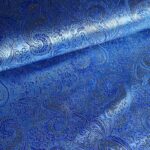 Jacquard stof blauw met zilver lurex