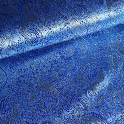 Jacquard stof blauw met zilver lurex