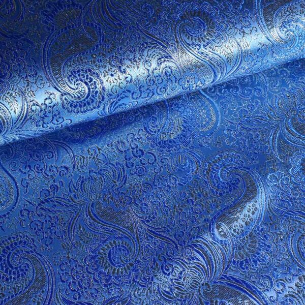 Jacquard stof blauw met zilver lurex