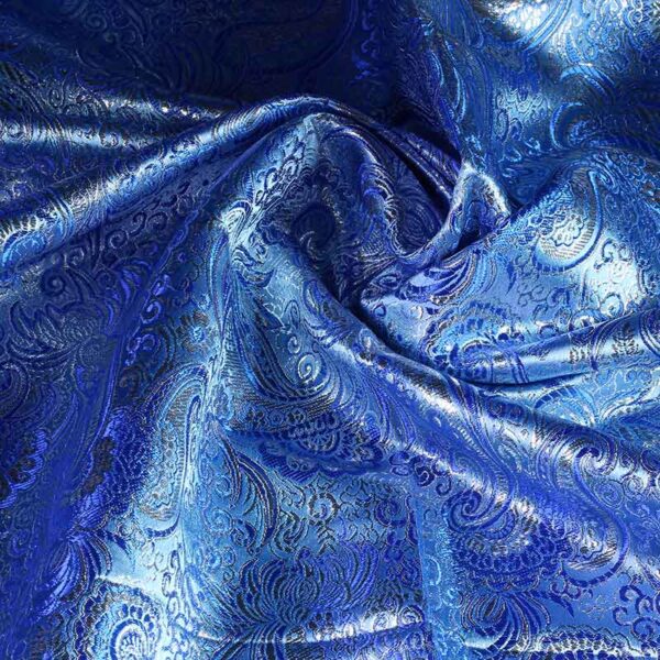 Jacquard stof blauw met zilver lurex