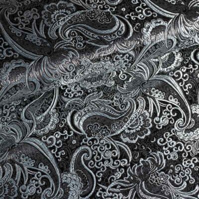 Jacquard paisley stof zwart met zilver