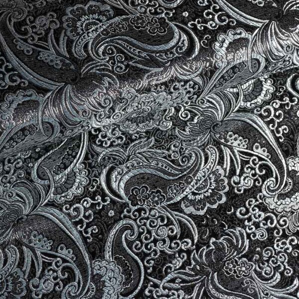 Jacquard paisley stof zwart met zilver