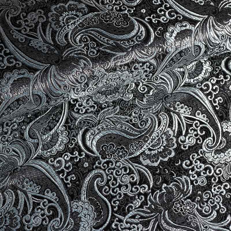 Jacquard paisley stof zwart met zilver
