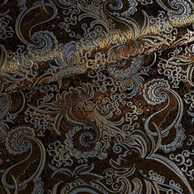 Jacquard paisley stof zwart met goud