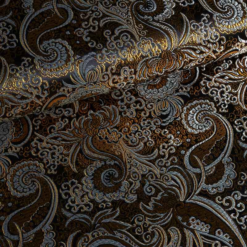 Jacquard paisley stof zwart met goud