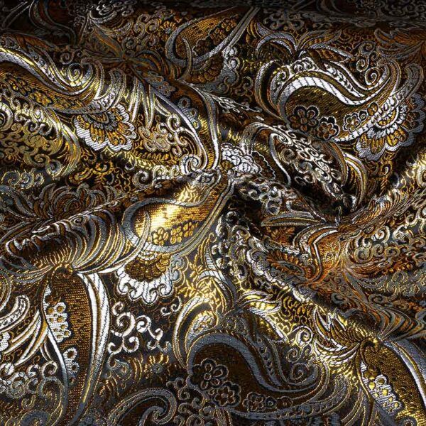 Jacquard paisley stof zwart met goud