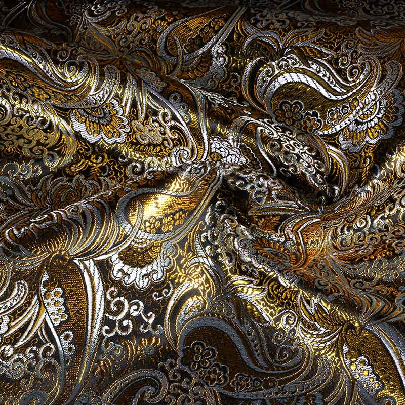 Jacquard paisley stof zwart met goud