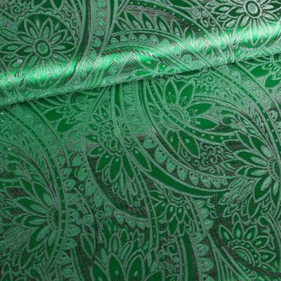 Jacquard fantasie bloem groen zilver