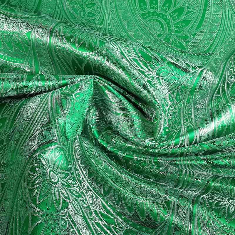Jacquard fantasie bloem groen zilver