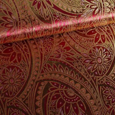 Jacquard stof rood met goud lurex