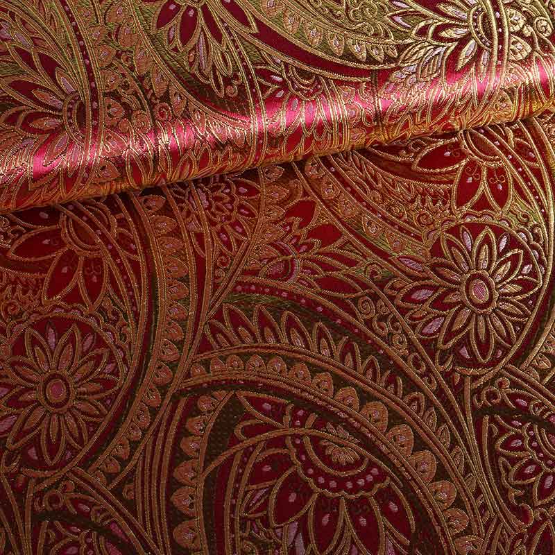 Jacquard stof rood met goud lurex