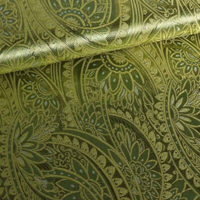 Jacquard fantasie bloem licht olijf goud