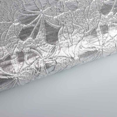 Jacquard stof bloem tone-in-tone lurex zilver