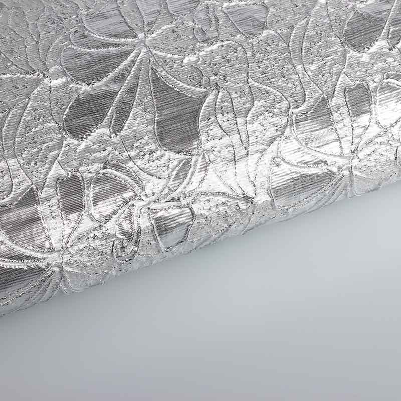 Jacquard stof bloem tone-in-tone lurex zilver