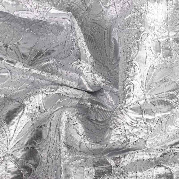 Jacquard stof bloem tone-in-tone lurex zilver