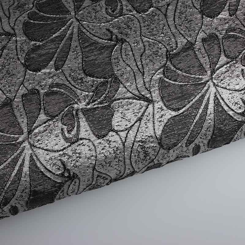 Jacquard bloem tone in tone lurex zwart