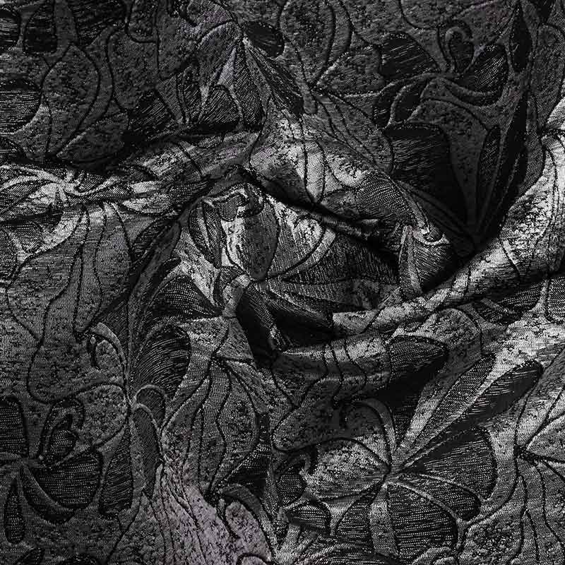 Jacquard bloem tone in tone lurex zwart