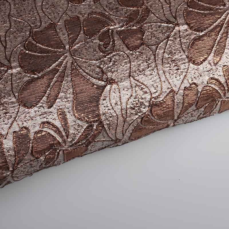 Jacquard bloem tone-in-tone lurex bruin