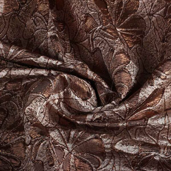 Jacquard bloem tone-in-tone lurex bruin