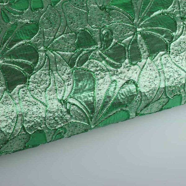 Jacquard bloem tone in tone lurex groen