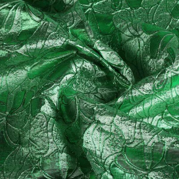 Jacquard bloem tone in tone lurex groen