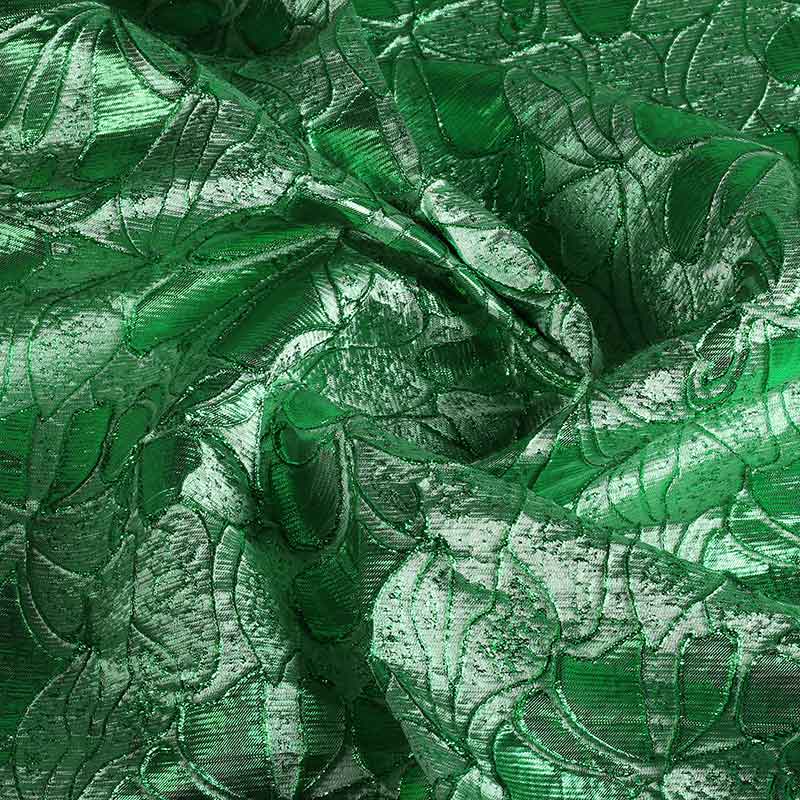 Jacquard bloem tone in tone lurex groen