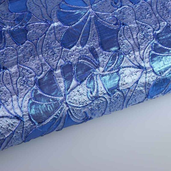Jacquard bloem tone in tone lurex kobalt