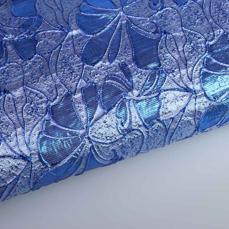 Jacquard bloem tone in tone lurex kobalt