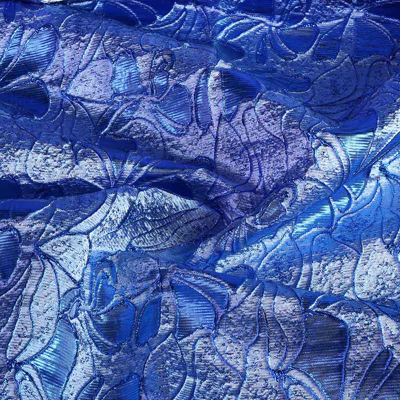 Jacquard bloem tone in tone lurex kobalt