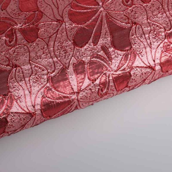 Jacquard bloem tone in tone lurex rood