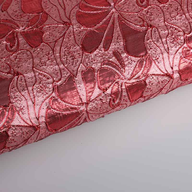 Jacquard bloem tone in tone lurex rood