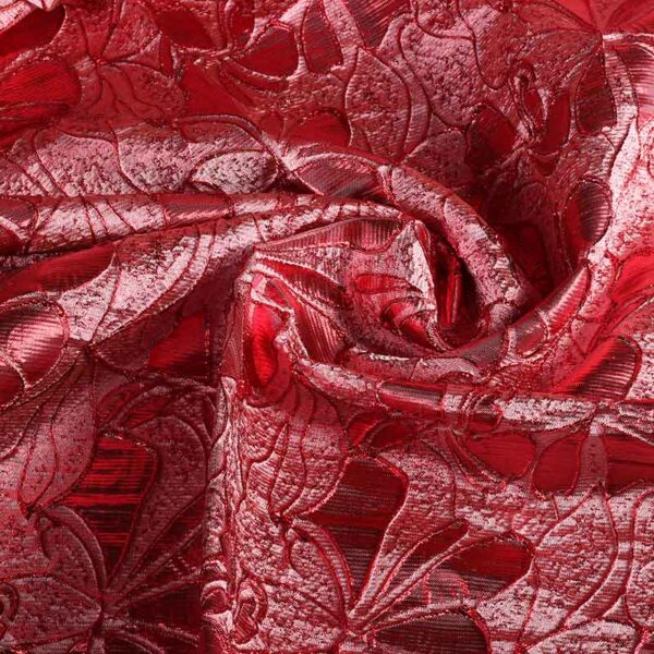 Jacquard bloem tone in tone lurex rood