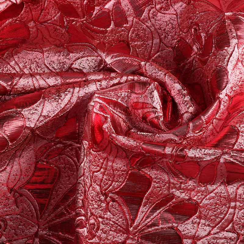 Jacquard bloem tone in tone lurex rood