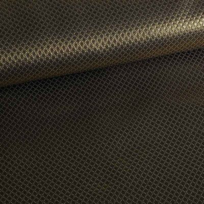 Jacquard mini ruit stof metallic zwart/goud