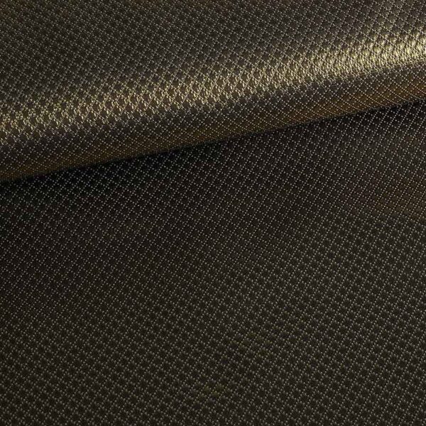 Jacquard mini ruit stof metallic zwart/goud