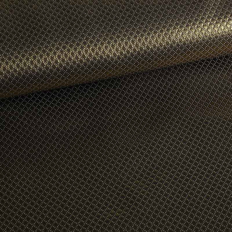 Jacquard mini ruit stof metallic zwart/goud
