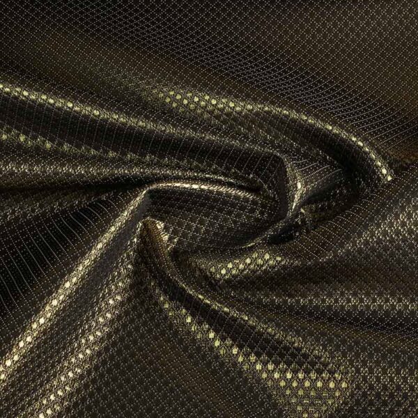 Jacquard mini ruit stof metallic zwart/goud