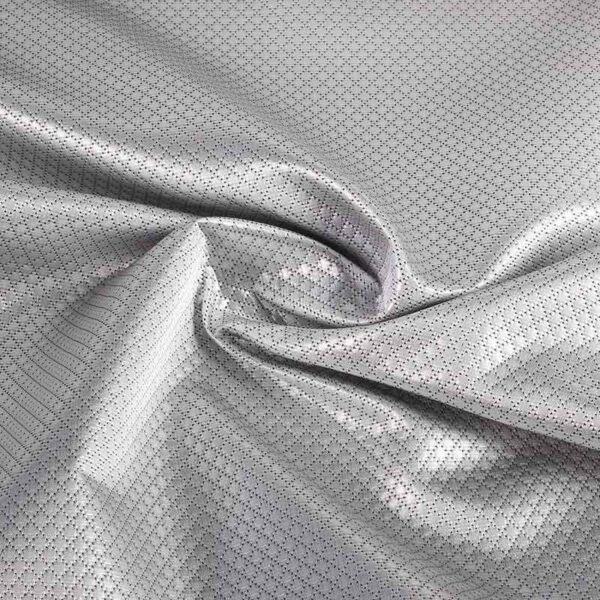 Jacquard mini ruit stof metallic zilver