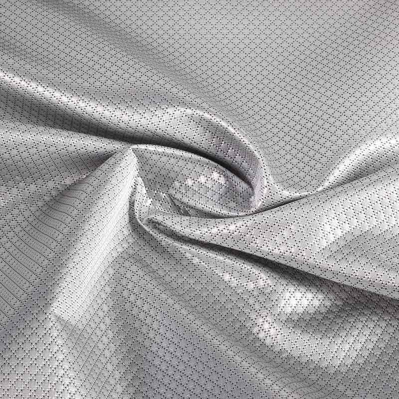 Jacquard mini ruit stof metallic zilver