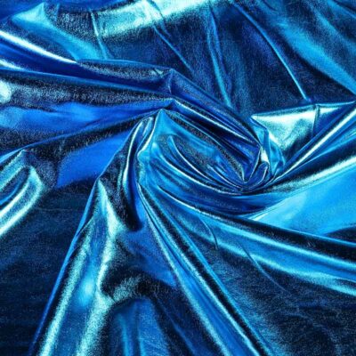 Stretch lamee stof aqua