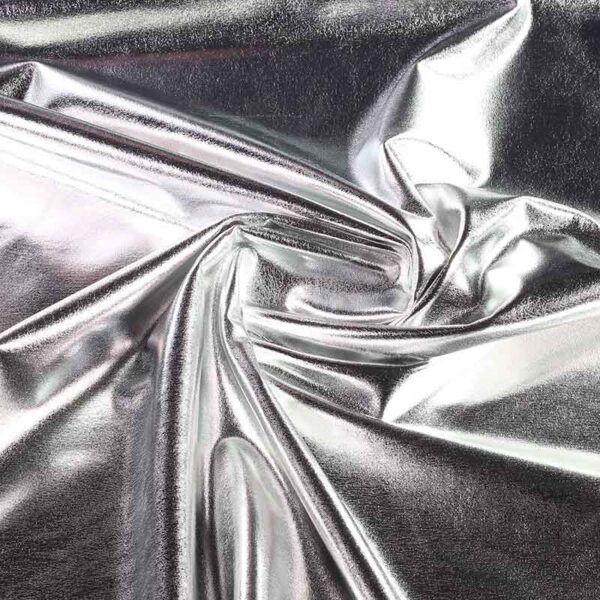 Stretch lamee stof zilver